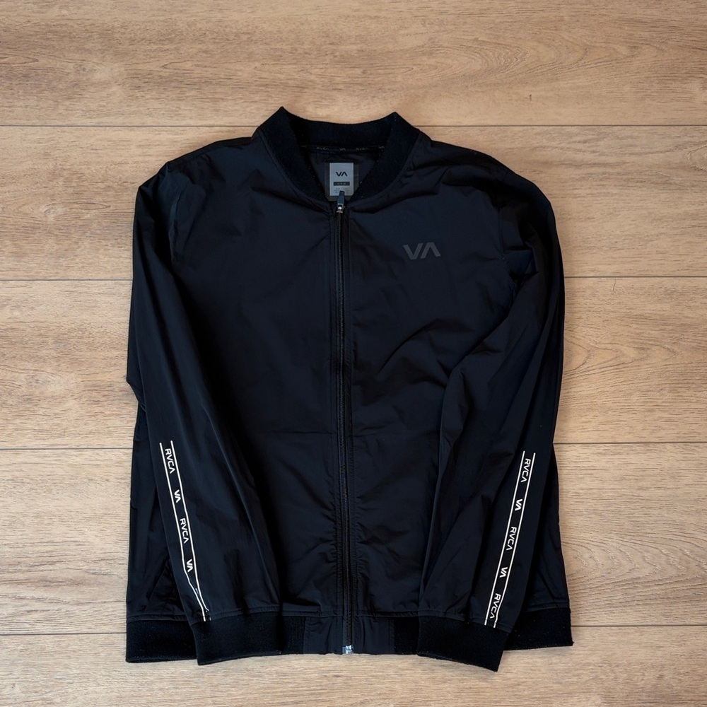 RVCA Men's Black Windbreaker with Logo Accents-